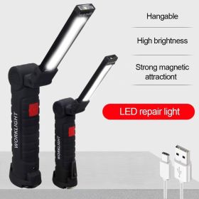Rechargeable LED Work Light - 360 Degree Rotating Magnetic Base, Handheld Portable Light For Car Maintenance, Mechanical Work, Camping, Emergency (Option: BIG)
